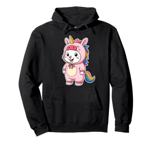 Kawaii Kaninchen im Einhorn Kostüm für Mädchen Kinder Einhorn Pullover Hoodie von Rabbit In Unicorn Costume Kawaii Design