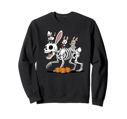 Lustiges Kaninchen-Skelett Mama Hexe Halloween Kinder Herren Damen Sweatshirt von Rabbit Lovers Cute Halloween Outfits for Boy Girl