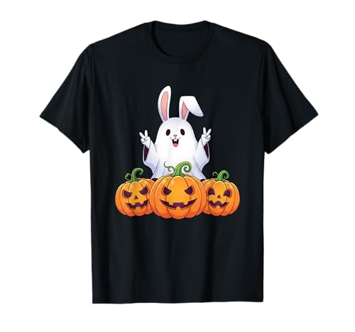 Lustiger Hasengeist Kürbis Boo Halloween Kinder Herren Damen T-Shirt von Rabbit Lovers Halloween Ghost Pumpkin Outfits