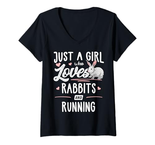 Damen Nur EIN Mädchen, das Hasen und Laufen liebt Geschenke für Frauen T-Shirt mit V-Ausschnitt Damen Nur EIN Mädchen, das Hasen und Laufen liebt Geschenke für Frauen T-Shirt mit V-Ausschnitt von Rabbits Memme