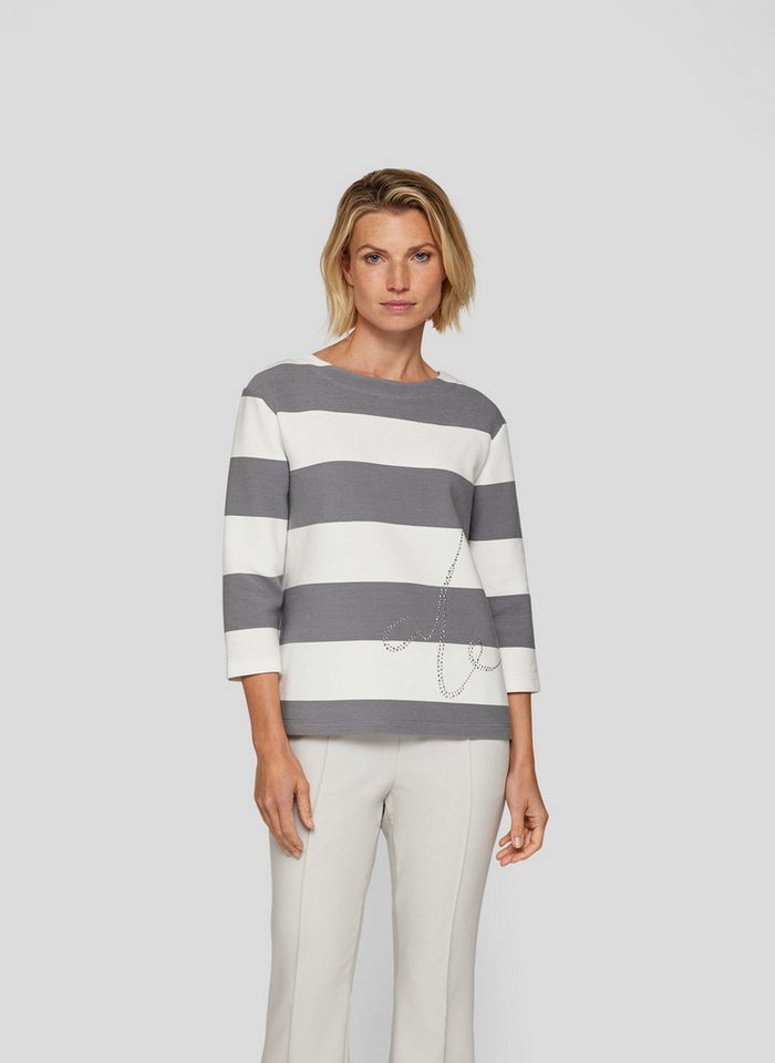 Rabe 3/4-Arm-Shirt Mit Streifenmuster und Glitzersteinen von Rabe