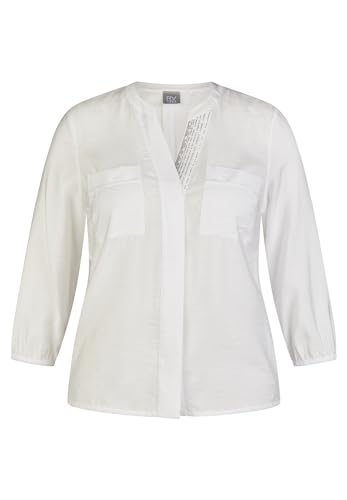 Rabe Damen Bluse ohne Kragen, Uni Neutral - 46 von Rabe