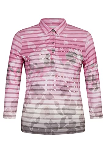 Rabe Damen Poloshirt Langarm Gemustert Magenta - 48 von Rabe