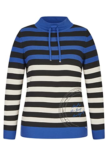 Rabe Damen Pullover Stehkragen Streifen und Muster Lapis - 48 von Rabe