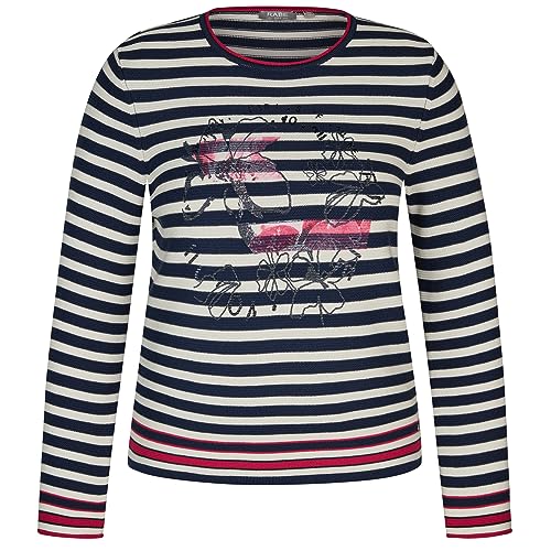 Rabe Damen Pullover gestreift mit Glitzerprint Pazifik blau/Weiss/rosa - 38 von Rabe