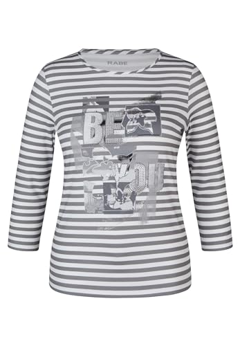 Rabe Damen Shirt 3/4 Ärmel, gestreift mit Strass Flanell grau - 38 von Rabe