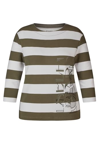 Rabe Damen Shirt gestreift mit Print und Strass Eukalyptus/Weiss - 44 von Rabe