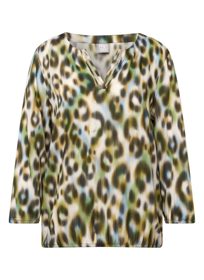 Rabe Langarmbluse - 3/4-Arm-Shirt in buntem Leo-Print mit Glitzerdetails am Ausschnitt von Rabe
