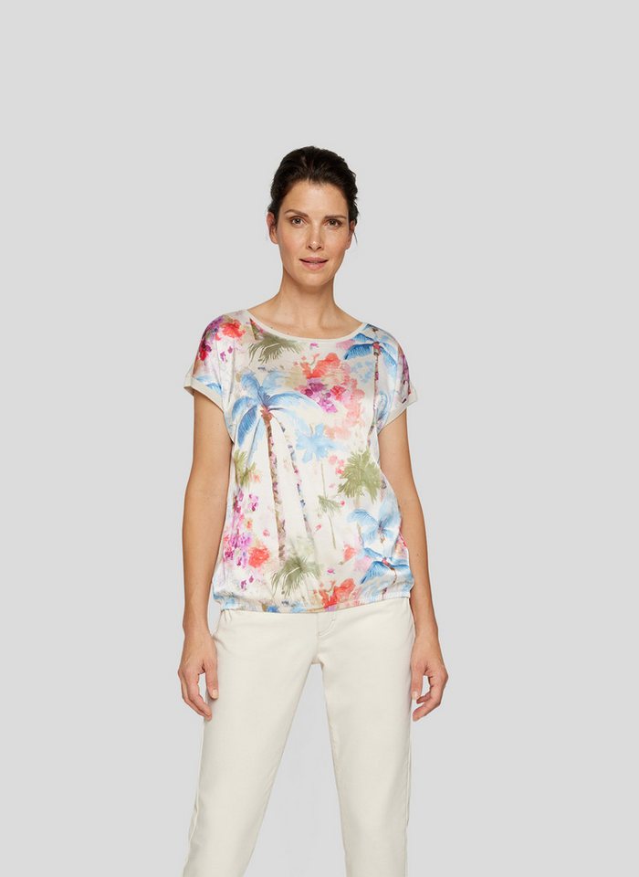 Rabe Print-Shirt mit floralem Muster vorn, hinten unifarben von Rabe