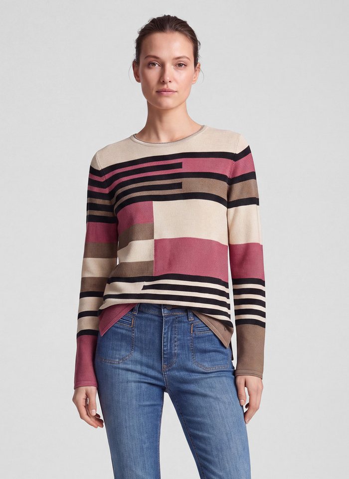 Rabe Rundhalspullover - Modischer Strickpullover mit Intarsienmuster für Damen von Rabe
