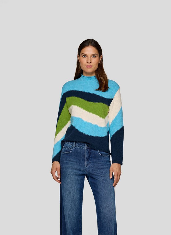 Rabe Strickpullover im Colorblocking-Look - gestreift von Rabe