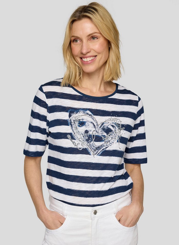 Rabe T-Shirt in Streifen-Optik und mit Glitezr-Print von Rabe