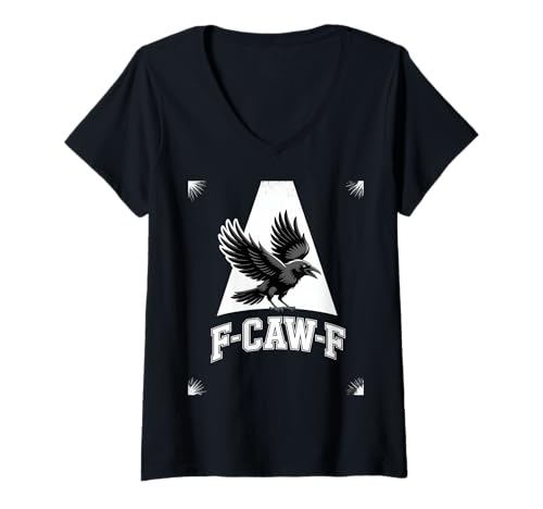 Damen Krähe Rabe F CAW F Sarkastischer Rabenvogel Spruch T-Shirt mit V-Ausschnitt Damen Krähe Rabe F CAW F Sarkastischer Rabenvogel Spruch T-Shirt mit V-Ausschnitt von Rabenvogel Krähe Rabe Humor Sarkastischer Spruch