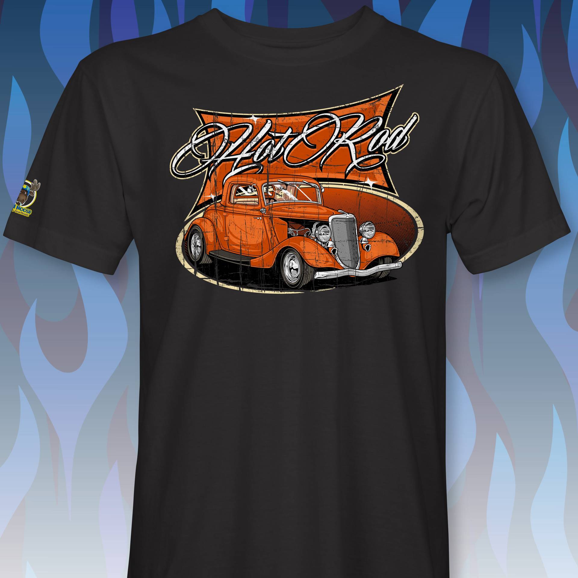 Beunruhigtes Orange Hotrod T-Shirt Rm0069 von RabidMooseStore