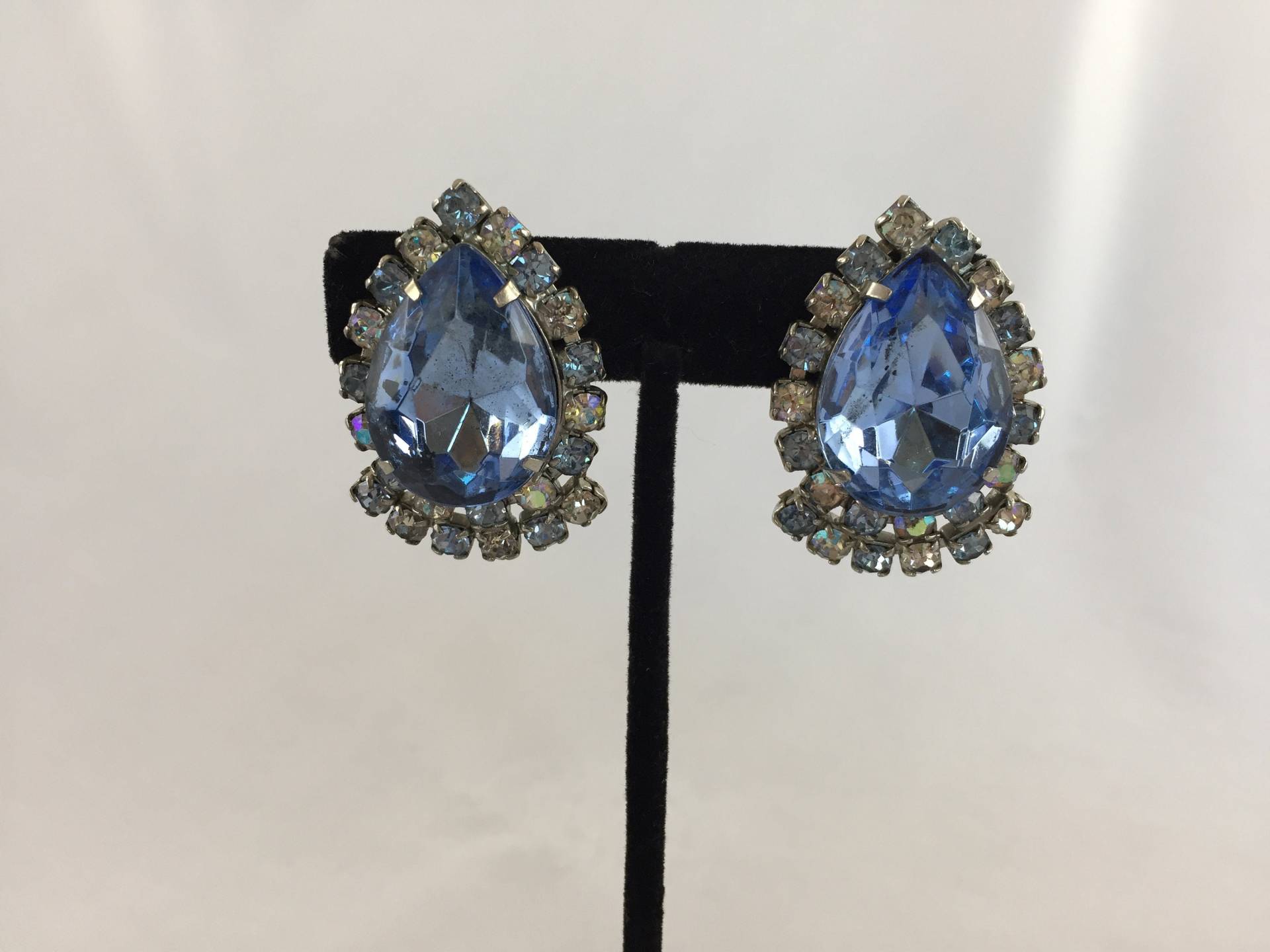 Große Blaue Und Diamant Strass, Ohrringe. Teardrop von RabsNicoleRelics