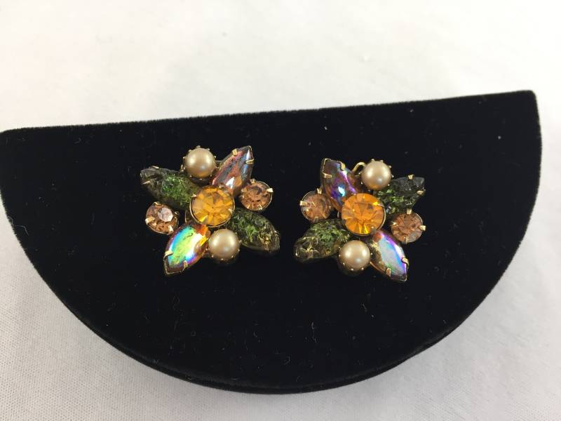 Kramer Strass Ohrringe. Topas Und Perle von RabsNicoleRelics