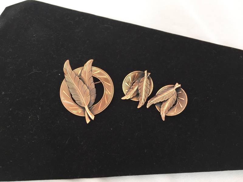 Kupfer Feder Brosche Und Ohrringe Set. Südwesten von RabsNicoleRelics