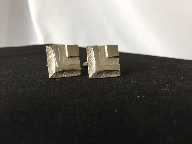 Silber Manschettenknöpfe Platz Mit Polierten Und Gebürsteten Metall von RabsNicoleRelics