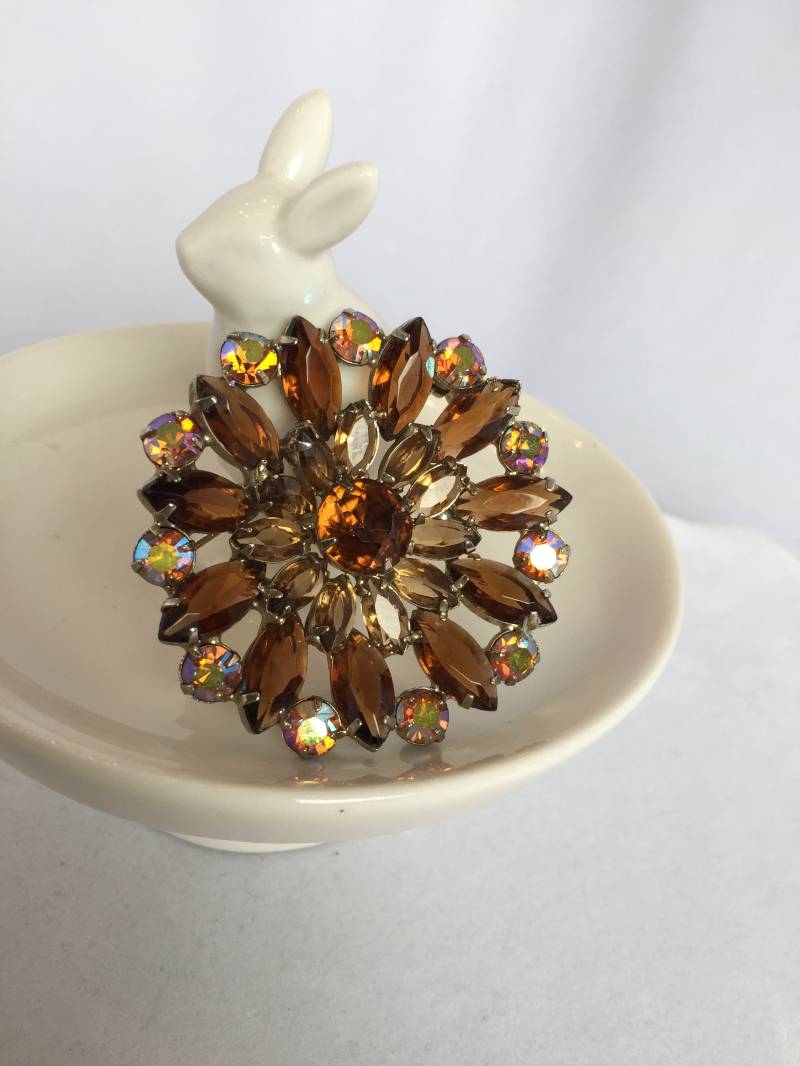 Topas Und Bernstein Strass Brosche. Runde Juliana Stil Topas Und Bernstein Strass Brosche. Runde Juliana Stil von RabsNicoleRelics