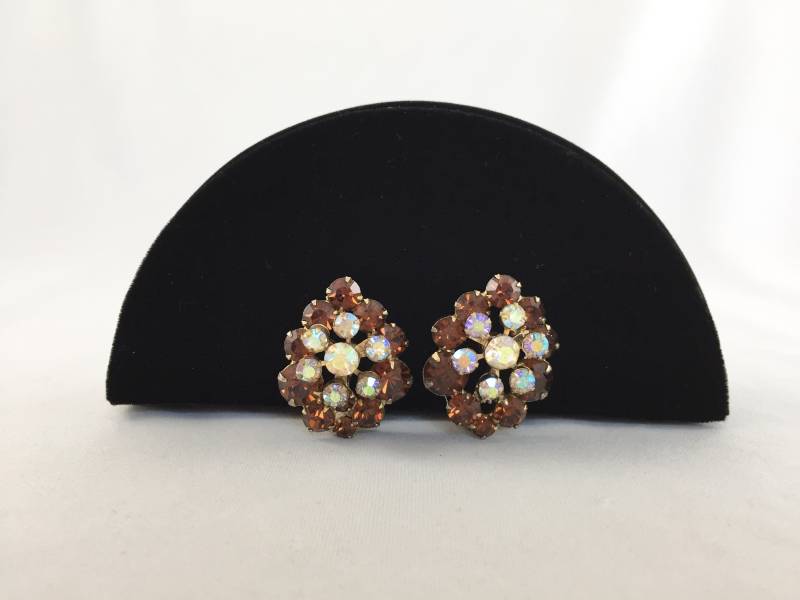 Vintage Topas Und Diamant Strass Cluster Ohrringe von RabsNicoleRelics