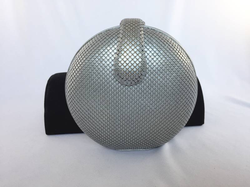 Vintage Withing & Daisy Silber Mesh Abendtasche Runde Clutch Mit Kettenriemen Original Tags Retro Formelle Geldbörse von RabsNicoleRelics