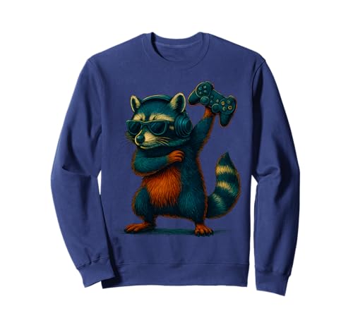 Lustiger Waschbär Dabbing Videospiele Waschbär Männer Frauen Kinder Sweatshirt von Raccoon Funny Video Games Raccoon Apparel
