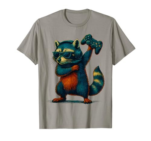 Lustiger Waschbär Dabbing Videospiele Waschbär Männer Frauen Kinder T-Shirt von Raccoon Funny Video Games Raccoon Apparel