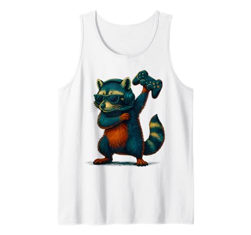 Lustiger Waschbär Dabbing Videospiele Waschbär Männer Frauen Kinder Tank Top von Raccoon Funny Video Games Raccoon Apparel