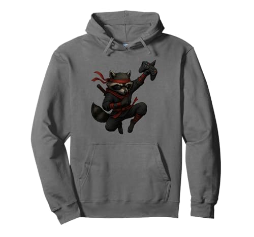 Lustiger Waschbär Ninja Videospiele Grafik Männer Frauen Kinder Pullover Hoodie von Raccoon Funny Video Games Raccoon Apparel
