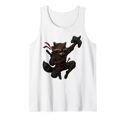 Lustiger Waschbär Ninja Videospiele Grafik Männer Frauen Kinder Tank Top von Raccoon Funny Video Games Raccoon Apparel