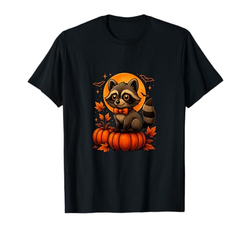 Retro Waschbär Halloween Kürbis Kostüm für Damen Herren Kinder T-Shirt von Raccoon Halloween Costume For Cat Lovers