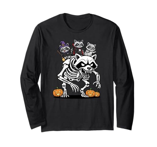 Waschbär Skelett Mama Hexe Halloween Kinder Herren Damen Langarmshirt Waschbär Skelett Mama Hexe Halloween Kinder Herren Damen Langarmshirt von Raccoon Lovers Cute Halloween Outfits for Boy Girl