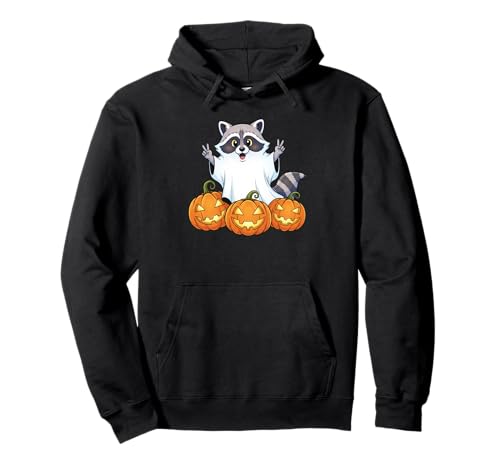 Lustiger Waschbär Geist Kürbis Boo Halloween Kinder Herren Damen Pullover Hoodie von Raccoon Lovers Halloween Ghost Pumpkin Outfits