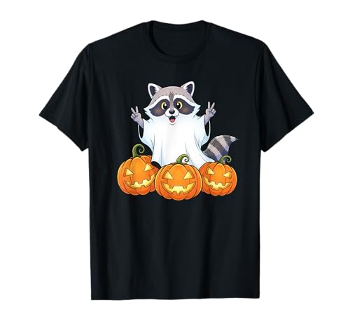 Lustiger Waschbär Geist Kürbis Boo Halloween Kinder Herren Damen T-Shirt von Raccoon Lovers Halloween Ghost Pumpkin Outfits