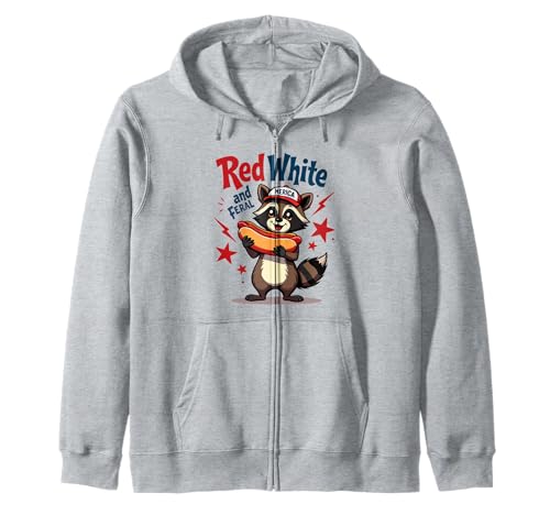 Rot Weiß und Feral Waschbär Patriotisch 4. Juli Jungen Mädchen Kapuzenjacke von Raccoon Red White And Feral 4th of july Patriotic