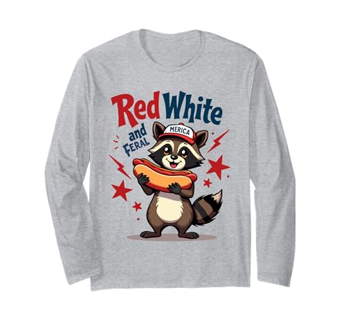 Rot Weiß und Feral Waschbär Patriotisch 4. Juli Jungen Mädchen Langarmshirt Rot Weiß und Feral Waschbär Patriotisch 4. Juli Jungen Mädchen Langarmshirt von Raccoon Red White And Feral 4th of july Patriotic
