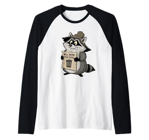 Lustiger Waschbär Wird für Lebensmittel Arbeiten Zitat Geschenk Männer Frauen Kinder Raglan von Raccoon Trash Panda Animal Humor Graphic Design