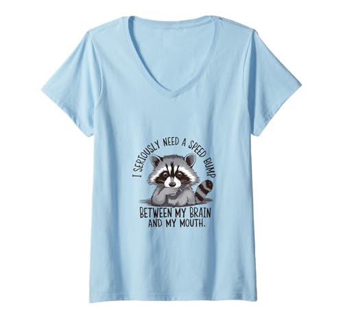 Damen Witziger Waschbär-Humor für lustige Gespräche T-Shirt mit V-Ausschnitt Damen Witziger Waschbär-Humor für lustige Gespräche T-Shirt mit V-Ausschnitt von Raccoon Witty Thoughts Humor