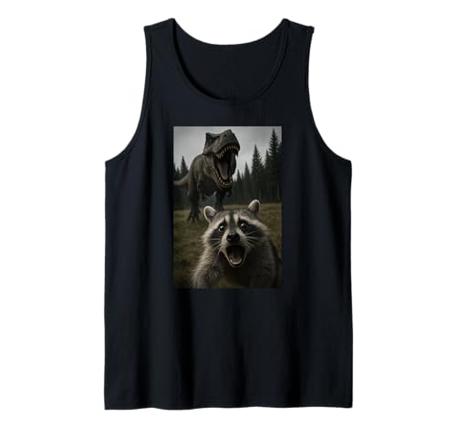 Lustiger Waschbär Dinosaurier Trex Selfie Tierliebhaber Jungen Mädchen Tank Top von RaccoonAxis1