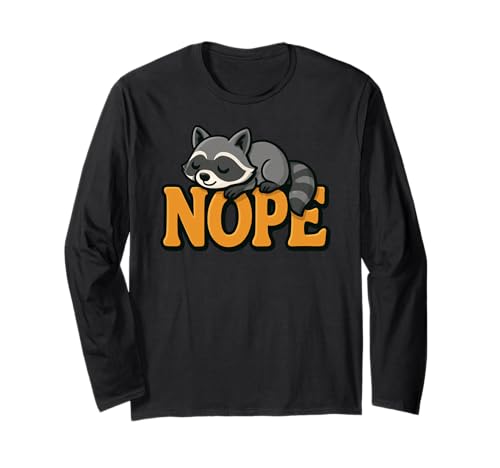 Lustiger Waschbär Nope Lazy Animal Lover Jungen Mädchen Kinder Langarmshirt von RaccoonAxis1