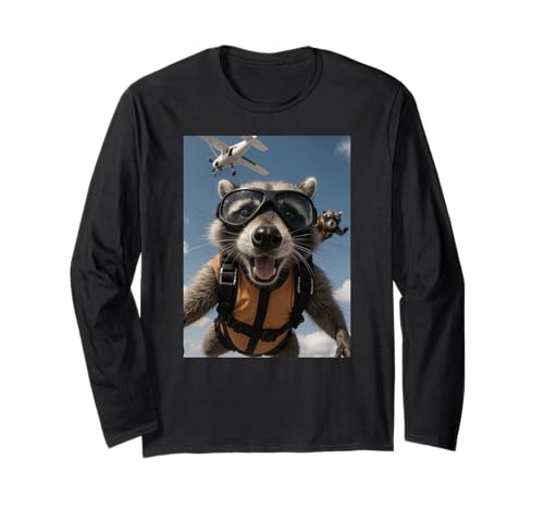 Waschbär Sky Diving Animal Lover Diver Zoo Jungen Mädchen Kinder Langarmshirt von RaccoonAxis1
