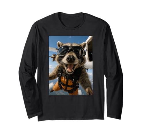 Waschbär Tierliebhaber Sky Diving Diver Zoo Jungen Mädchen Kinder Langarmshirt von RaccoonAxis1