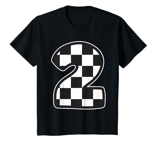 Kinder Geburtstagskind 2 Zwei 2. Geburtstag Rennauto Flagge T-Shirt von Race Car Birthday Designs