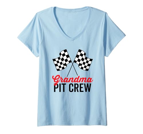 Damen Grandma Pit Crew für Rennparty Kostüm Team T-Shirt mit V-Ausschnitt Damen Grandma Pit Crew für Rennparty Kostüm Team T-Shirt mit V-Ausschnitt von Race Car Pit Crew Tees