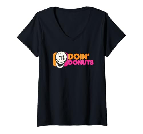 Damen Doin' Donuts - Lustiger Drift-Rennwagen-Enthusiast T-Shirt mit V-Ausschnitt Damen Doin' Donuts - Lustiger Drift-Rennwagen-Enthusiast T-Shirt mit V-Ausschnitt von Race Car & Drift Merch