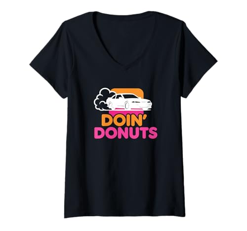 Damen Doin' Donuts - Lustiger Drift-Rennwagen-Enthusiast T-Shirt mit V-Ausschnitt Damen Doin' Donuts - Lustiger Drift-Rennwagen-Enthusiast T-Shirt mit V-Ausschnitt von Race Car & Drift Merch