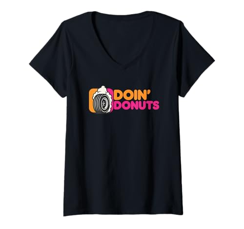 Damen Doin' Donuts - Lustiger Drift-Rennwagen-Enthusiast T-Shirt mit V-Ausschnitt Damen Doin' Donuts - Lustiger Drift-Rennwagen-Enthusiast T-Shirt mit V-Ausschnitt von Race Car & Drift Merch
