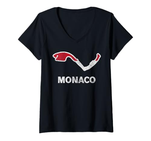 Damen Autorennbahn in Monaco, Monaco Circuit Racing Track Fan T-Shirt mit V-Ausschnitt Damen Autorennbahn in Monaco, Monaco Circuit Racing Track Fan T-Shirt mit V-Ausschnitt von Race Circuit Worlds Racing Lovers Track Race Fan