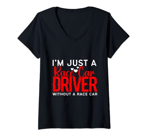 Damen Lustige Rennwagenfahrer T-Shirt mit V-Ausschnitt von Racer Novelty Apparel