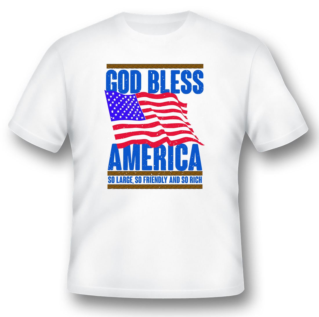 God Bless America 2 Flagge Schwarz Oder Weiß T-Shirt von RacerSupply